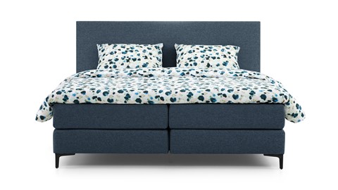 Boxspring Emerald vlak met gestoffeerd matras, navy