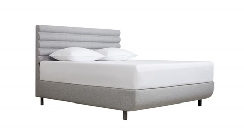 TEMPUR® Bed Arc met hoofdbord Vectra, vlakke schotelbodem en Pro matrassen, Stone