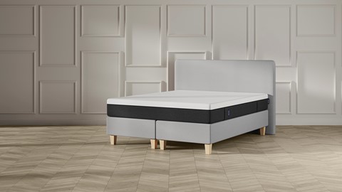 Boxspring Emma Deluxe Classic vlak met Emma O2 matras, light grey