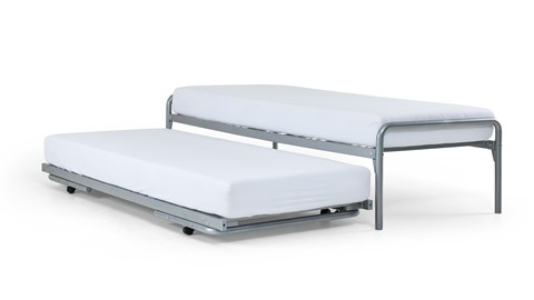 Bed met onderschuifbed Doppia, zilver