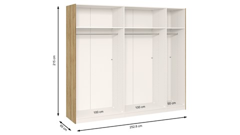 Schuifdeurkast Kixx met hout- en glaspanelen, eiken/zwart