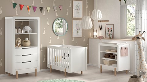 Babyledikant Smile met verzorginstafel, wit
