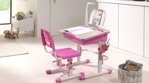 Bureau met bureaustoel Comfortline 301, roze
