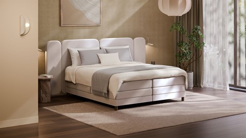 Elektrische boxspring Ridge - Wool look, off-white