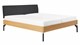 Bed Sky eiken met hoofdbord stof en poot metaal, honing lederlook zwart