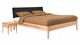 Bed Sky beuken met hoofdbord gecapitonneerd en poot hout, beuk lederlook zwart