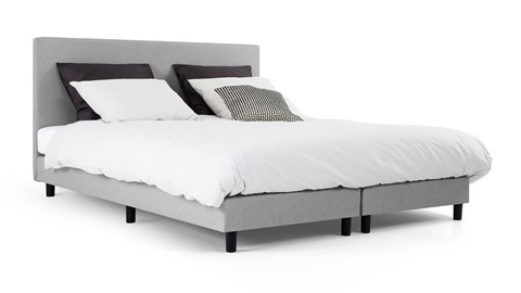 Boxspring Cisano vlak met Easy Pocket matras, lichtgrijs