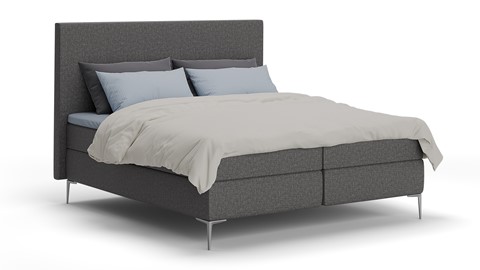 Boxspring Emerald linen touch vlak met gestoffeerd matras, dark grey