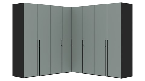 Draaideurkast met hoekelement Switchline, novazwart/saliegroen