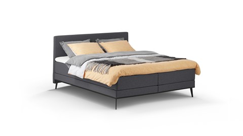 Boxspring Viggo vlak met gestoffeerd matras, towel antraciet