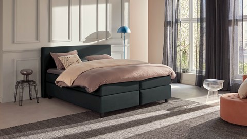 Boxspring Autentik Tunn vlak met gestoffeerd matras, anthracite