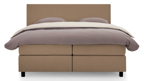 Boxspring Autentik Tunn vlak met gestoffeerd matras, caramel