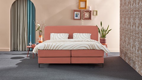 Boxspring Quartz vlak met gestoffeerd matras, old pink