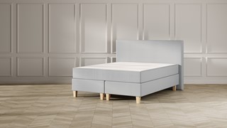 Boxspring Emma Deluxe Classic vlak met gestoffeerd matras en poot naturel