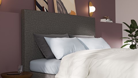 Boxspring Emerald vlak met Silver Pocket Deluxe Foam matras, dark grey