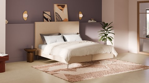 Boxspring Emerald vlak met Silver Pocket Deluxe Foam matras, beige