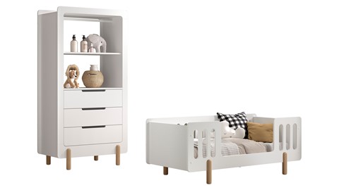 Babyledikant Smile met kast, wit
