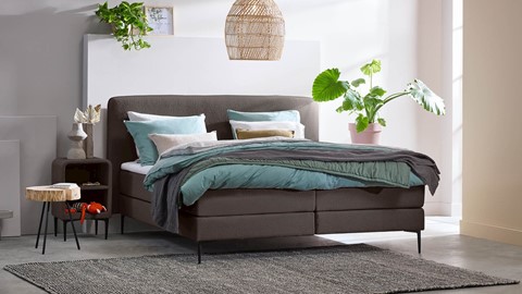 Boxspring Quartz vlak met gestoffeerd matras, rpes 92
