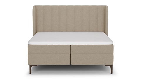 Boxspring Ivory soft teddy vlak met gestoffeerd matras, beige