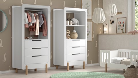 Kast smile met 3 laden, wit