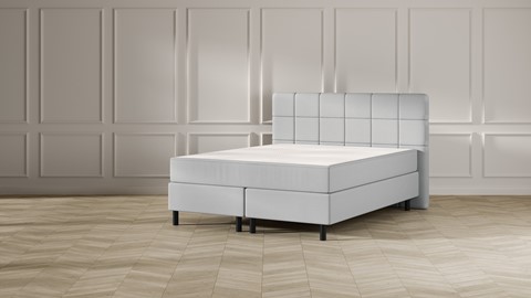 Boxspring Emma Deluxe Elegant vlak  met gestoffeerd matras en poot zwart, light grey