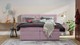 Opbergboxspring Pearl vlak met gestoffeerd matras, pale