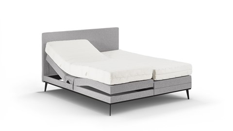 Boxspring Viggo verstelbaar met Silver Pocket Deluxe Foam matras, towel grijs