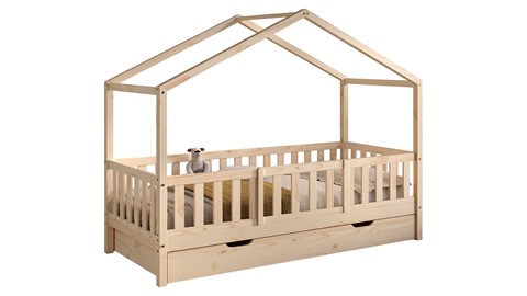 Kajuitbed Dallas als huis met slaaplade en uitvalbeveiliging, natuur