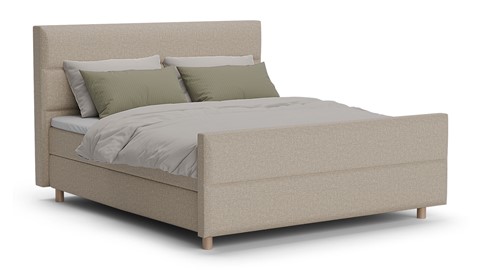 Boxspring Mica linen touch vlak met gestoffeerd matras, beige