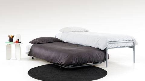 Bed met onderschuifbed Doppia, zilver