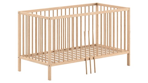 Babyledikant Dino met verzorgingstafel, naturel