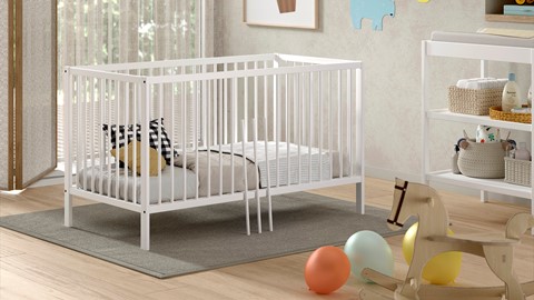 Babyledikant Dino met verzorgingstafel, wit