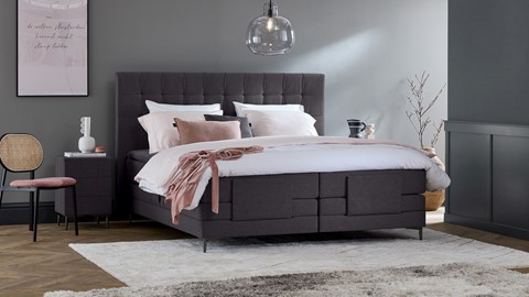 Boxspring Jade verstelbaar met gestoffeerd matras, anthracite