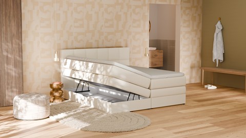 Opbergboxspring Jade - Matte leather, ecru