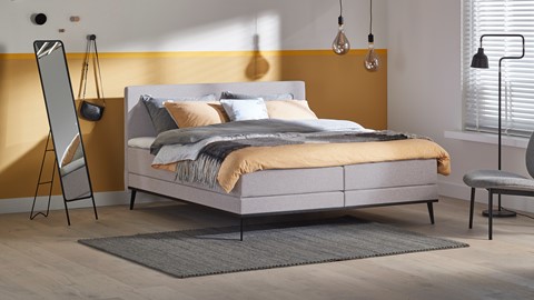 Boxspring Viggo vlak met gestoffeerd matras, oakland grijs