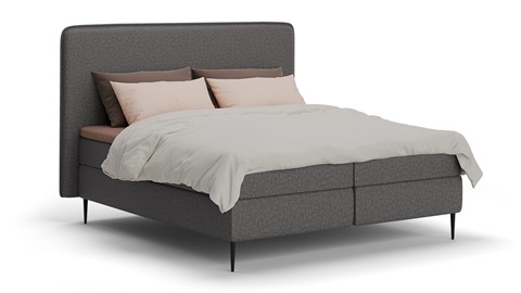 Boxspring Quartz linen touch vlak met gestoffeerd matras, dark grey
