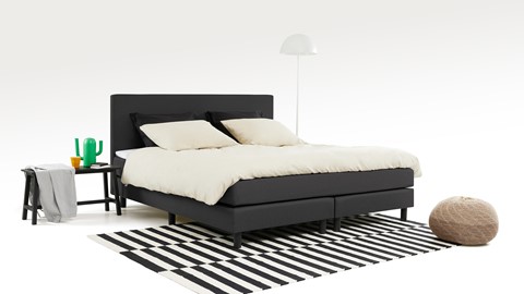 Boxspring Bellino vlak met gestoffeerd matras, donkergrijs