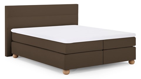 Boxspring Solid Lina vlak met gestoffeerd matras, cappuccino