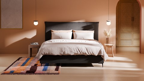 Opbergbed Morgan - Pure touch, charcoal