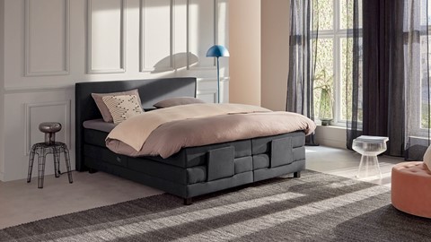 Boxspring Autentik Tunn verstelbaar met gestoffeerd matras, anthracite