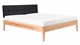 Bed Sky beuken met hoofdbord gecapitonneerd en poot hout, beuk lederlook zwart