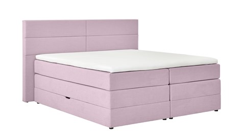 Opbergboxspring Pearl vlak met gestoffeerd matras, pale