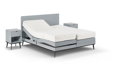 Boxspring Viggo verstelbaar met Silver Pocket Deluxe Foam matras, oakland grijs