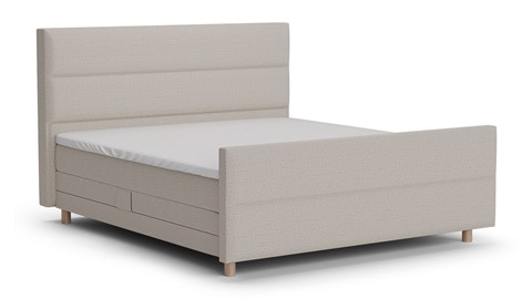 Boxspring Mica soft touch verstelbaar met gestoffeerd matras, beige