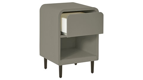 Nachtkast rond B Bright met 1 lade, taupe
