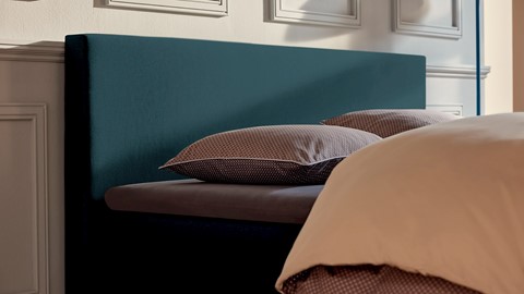 Boxspring Autentik Tunn vlak met gestoffeerd matras, teal