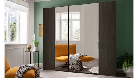 Draaideurkast Onyx met spiegel, mocca eiken
