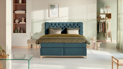 Boxspring Unik Elit vlak met gestoffeerd matras, teal