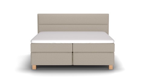 Boxspring Solid Lina vlak met gestoffeerd matras, beige