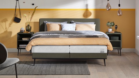 Boxspring Viggo vlak met Silver Pocket Deluxe Foam matras, adore groen